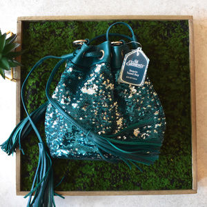 Teal Sequin Tassel Bag